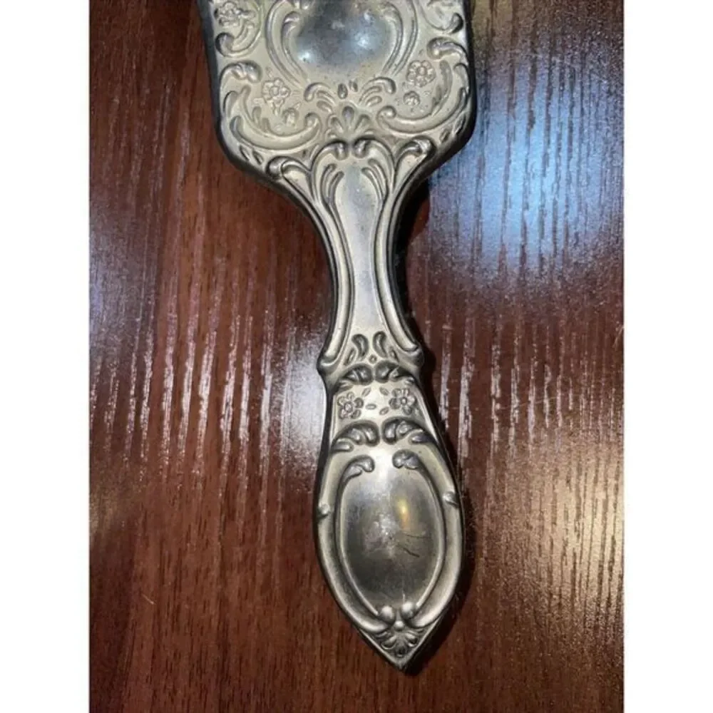 Vintage‎ Silver Plated Brush Vanity Nice Floral Heavy Ornate